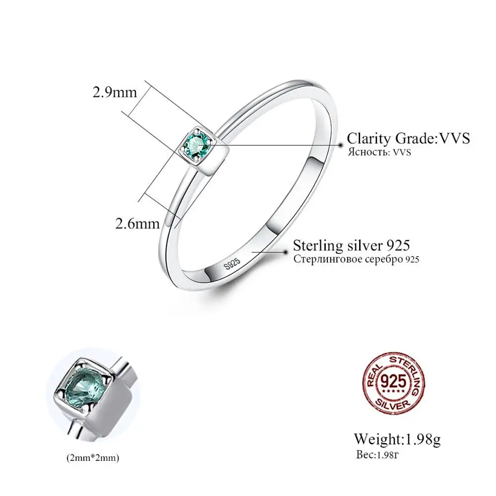 PAG&MAG Created Emerald VVS Bague Rings 925 Sterling Silver Stackable Ring For Women Green Gemstone joyas de plata 925 mujer