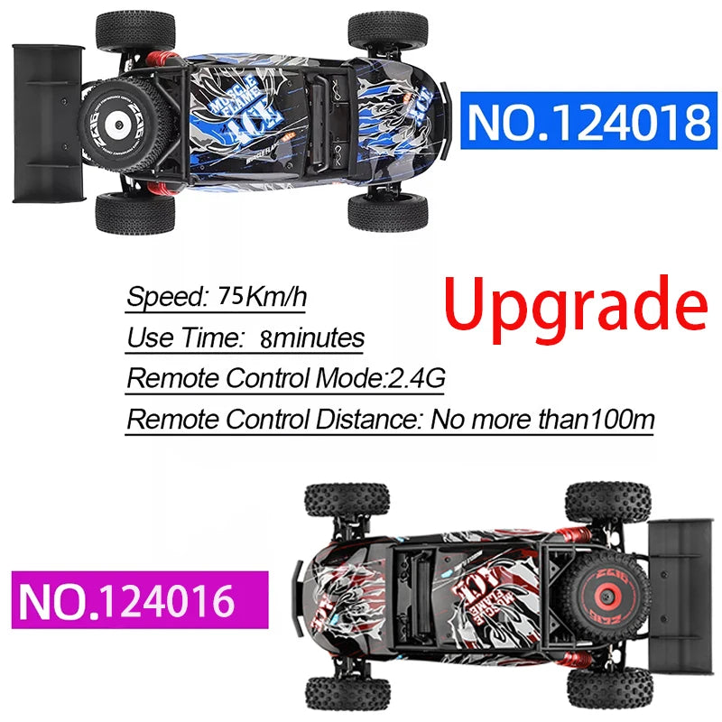 WLtoys RC Car 1:12 124016 4WD 75KM/H High-Speed Brushless Motor Off-Road 2.4G Drift Climbing 1/12 RC Racing Cars Child Toy Gifts