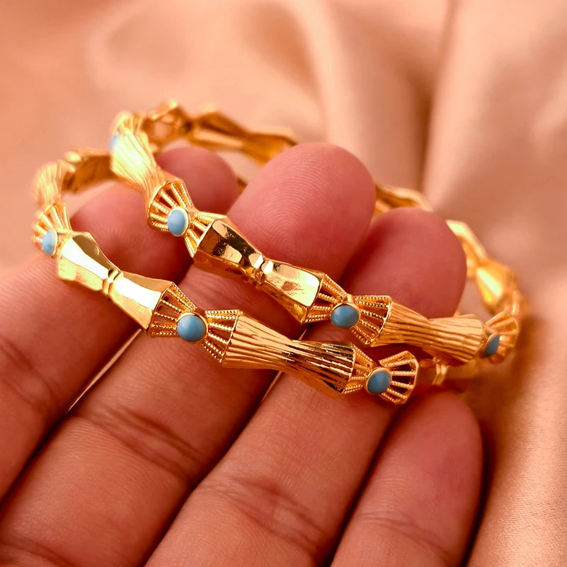 Dubai Gold Plated Bangles For Women Fashion Round Bracelet Flower Bracelet Feast Bijoux