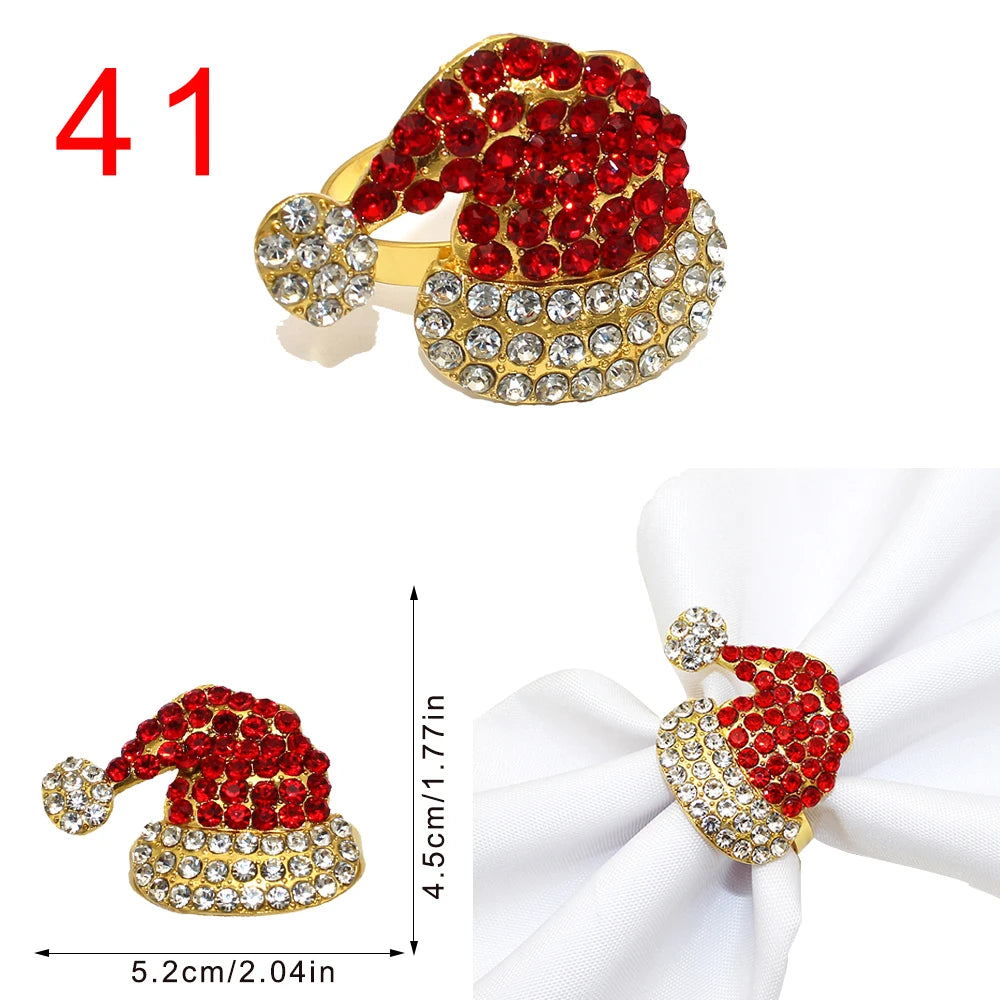 6 Pièces Anneaux de Serviette de Noël Cerf/Ronds de Serviette Porte-Serviettes Décorations de Table pour Mariage, Noël, Thanksgiving et Anniversaire