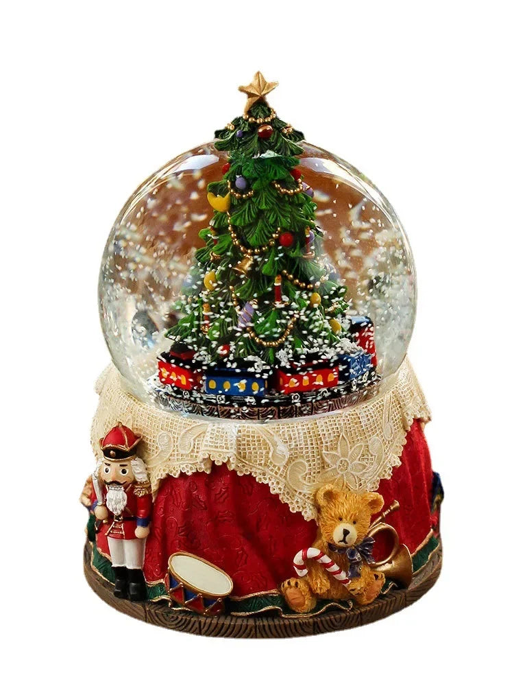 Boule de Cristal Flocon de Neige Sapin de Noël Boîte à Huit Tonalités (ou Boîte à Musique Huit Tons) Décoration de Noël Décoration Créative pour la Maison Petite Décoration Artisanat en Résine.