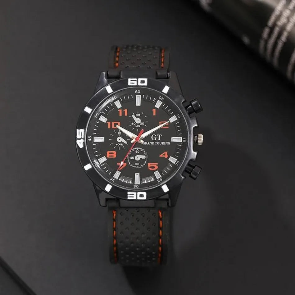 3pc/set Fashion Simple Mens Watch Analog silicone Male Watch Casual Men's Quartz Wrist Watch Ideal Choice for Thanksgiving Gifts