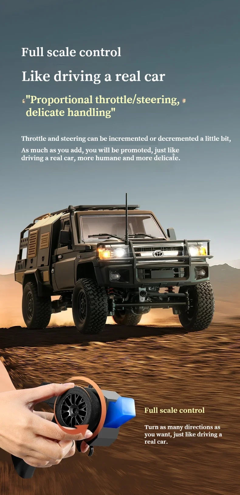 MN MODEL Full Scale RC CAR MN82 Upgraded MN82 PRO Controllable Headlights 2.4G 4WD Off-Road Car Pick Up Truck Toy for Kids Gifts