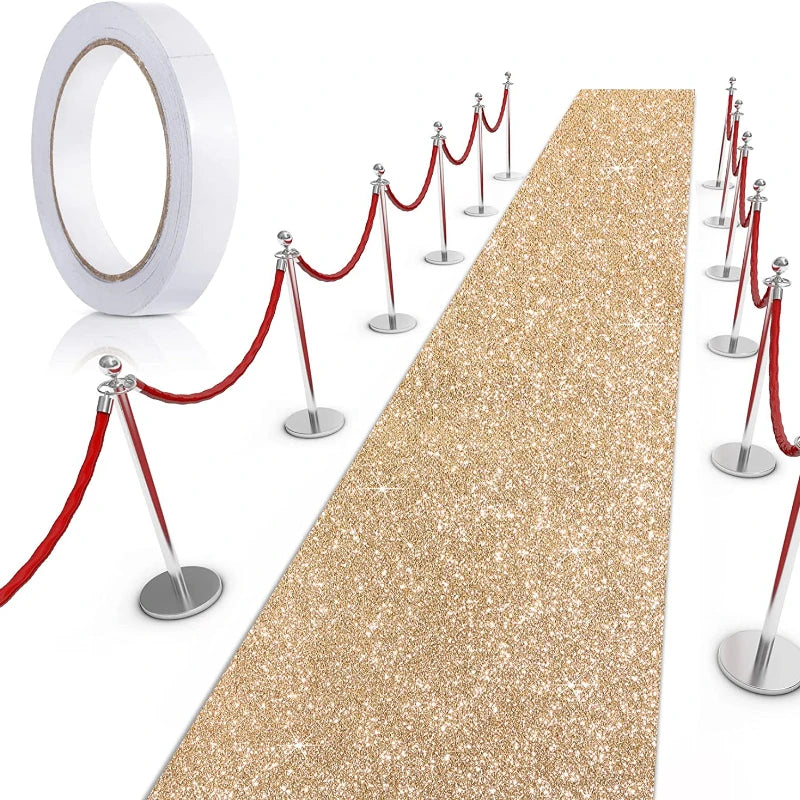 Glitter Rug for Wedding Christmas Thanksgiving Outdoor Accessories, Wedding Party Corridor Rug (Glitter Champagne Gold, 1.2mx6m