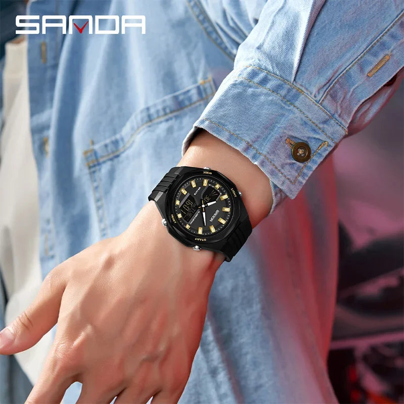 SANDA New LED Digital Watches Men Sports Luminous Multifunction Waterproof Women Wristwatch Outdoor Running Student Alarm Clock
