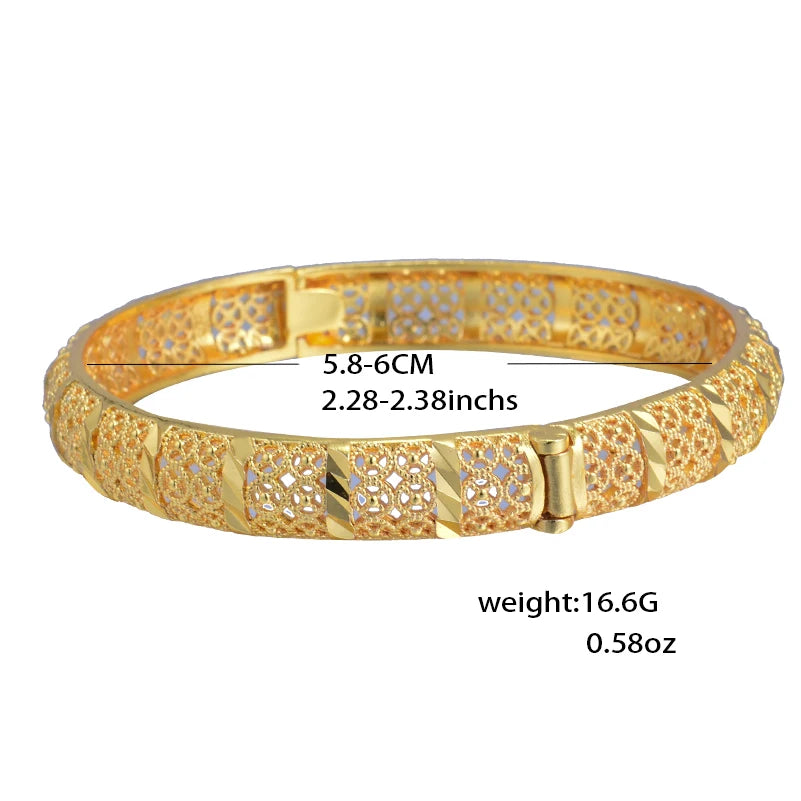 Dubai Gold Plated Bangles For Women Fashion Round Bracelet Flower Bracelet Feast Bijoux