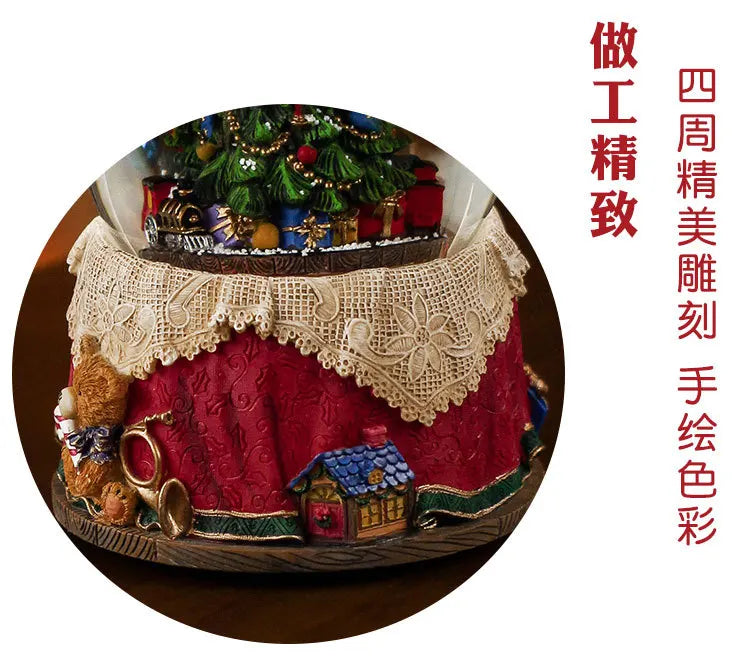 Boule de Cristal Flocon de Neige Sapin de Noël Boîte à Huit Tonalités (ou Boîte à Musique Huit Tons) Décoration de Noël Décoration Créative pour la Maison Petite Décoration Artisanat en Résine.