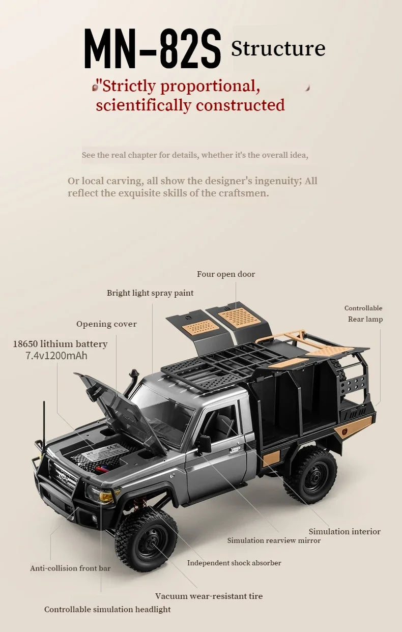 1:12 MN82 Proportional Simulation Remote-controlled Off-road Vehicle Four-wheel Drive Remote Control Pickup Model Boy Toy Gift
