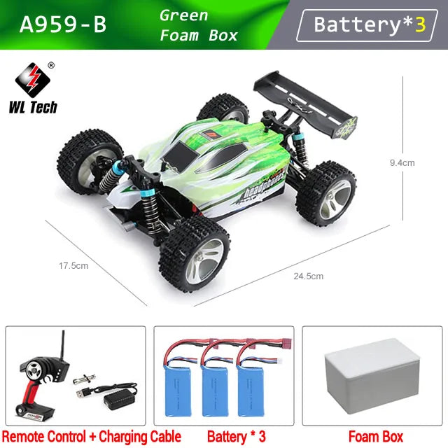 WLtoys A959B 184011 1/18 4WD RC Racing Car 70KM 2.4G Remote Control Drift High Speed Off-Road Vehicle Adult Boys Toys Kids Gift