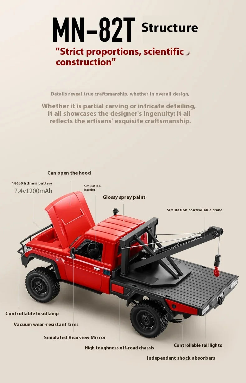 1:12 MN82 Proportional Simulation Remote-controlled Off-road Vehicle Four-wheel Drive Remote Control Pickup Model Boy Toy Gift