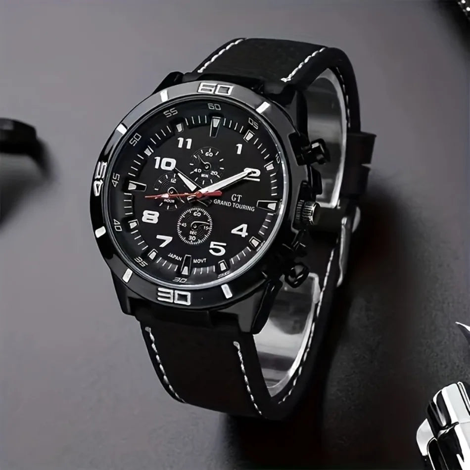 3pc/set Fashion Simple Mens Watch Analog silicone Male Watch Casual Men's Quartz Wrist Watch Ideal Choice for Thanksgiving Gifts