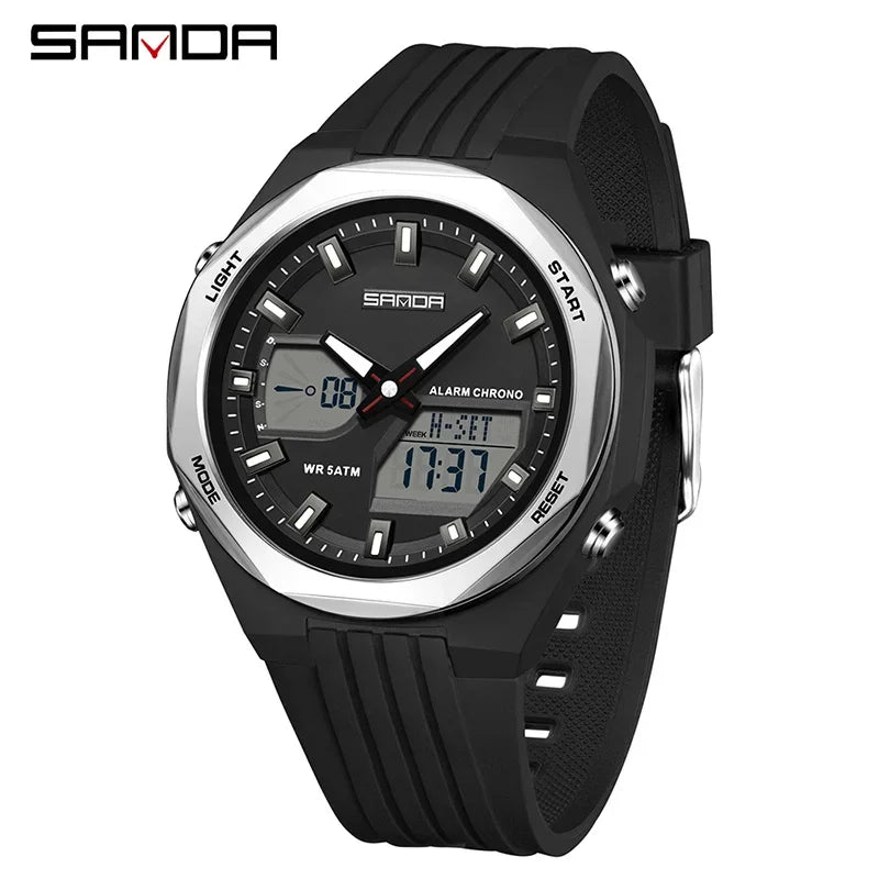 SANDA New LED Digital Watches Men Sports Luminous Multifunction Waterproof Women Wristwatch Outdoor Running Student Alarm Clock
