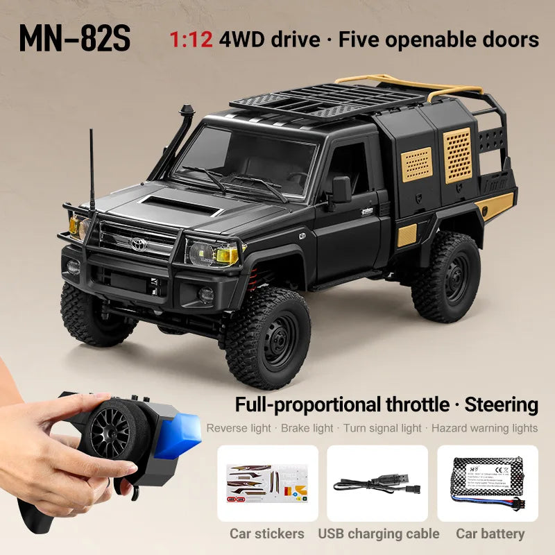 MN82 MN82S LC79 1/12 4WD Full Scale RC Pickup Short Truck 2.4G Remote Control Climbing Off-road Car Toys for Kids Christmas Gift
