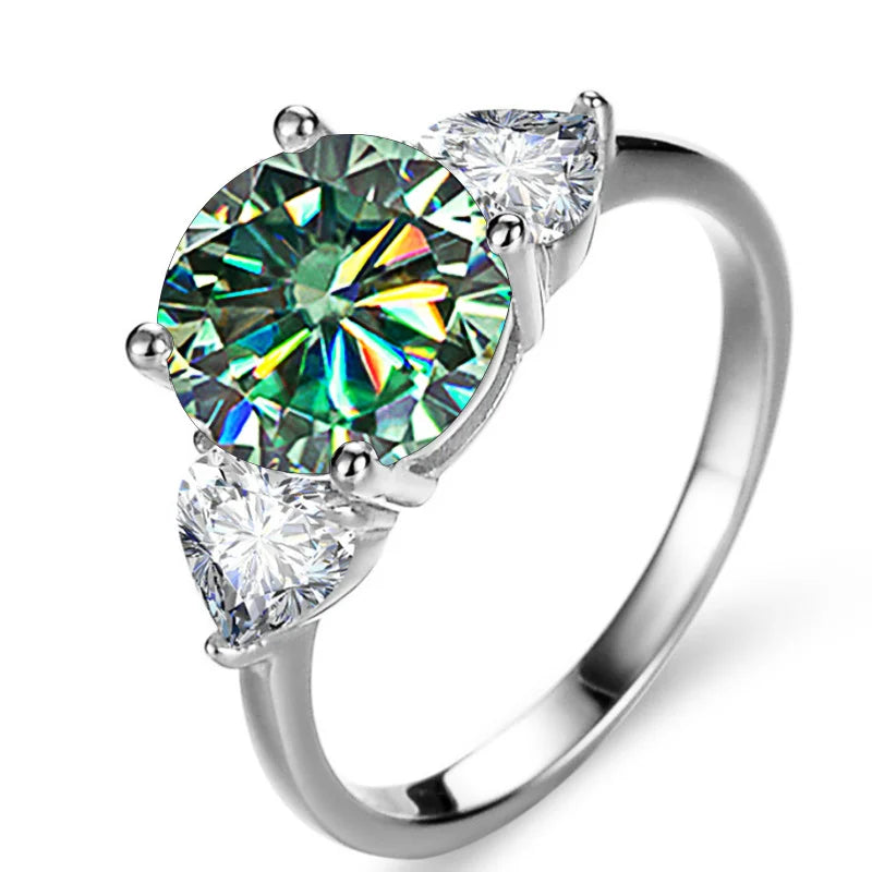 BagueRingen Luxury Round 3 Carats VVS D-COLOR Moissanite Ring For Women Sterling 925 Silver Wedding Jewelry 8H8A Engagement Gift