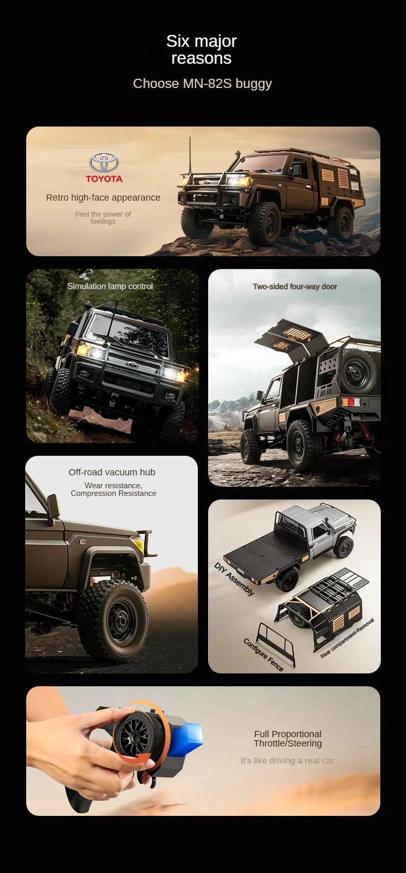 MN82 MN82S LC79 1/12 4WD Full Scale RC Pickup Short Truck 2.4G Remote Control Climbing Off-road Car Toys For Kids Festival Gifts