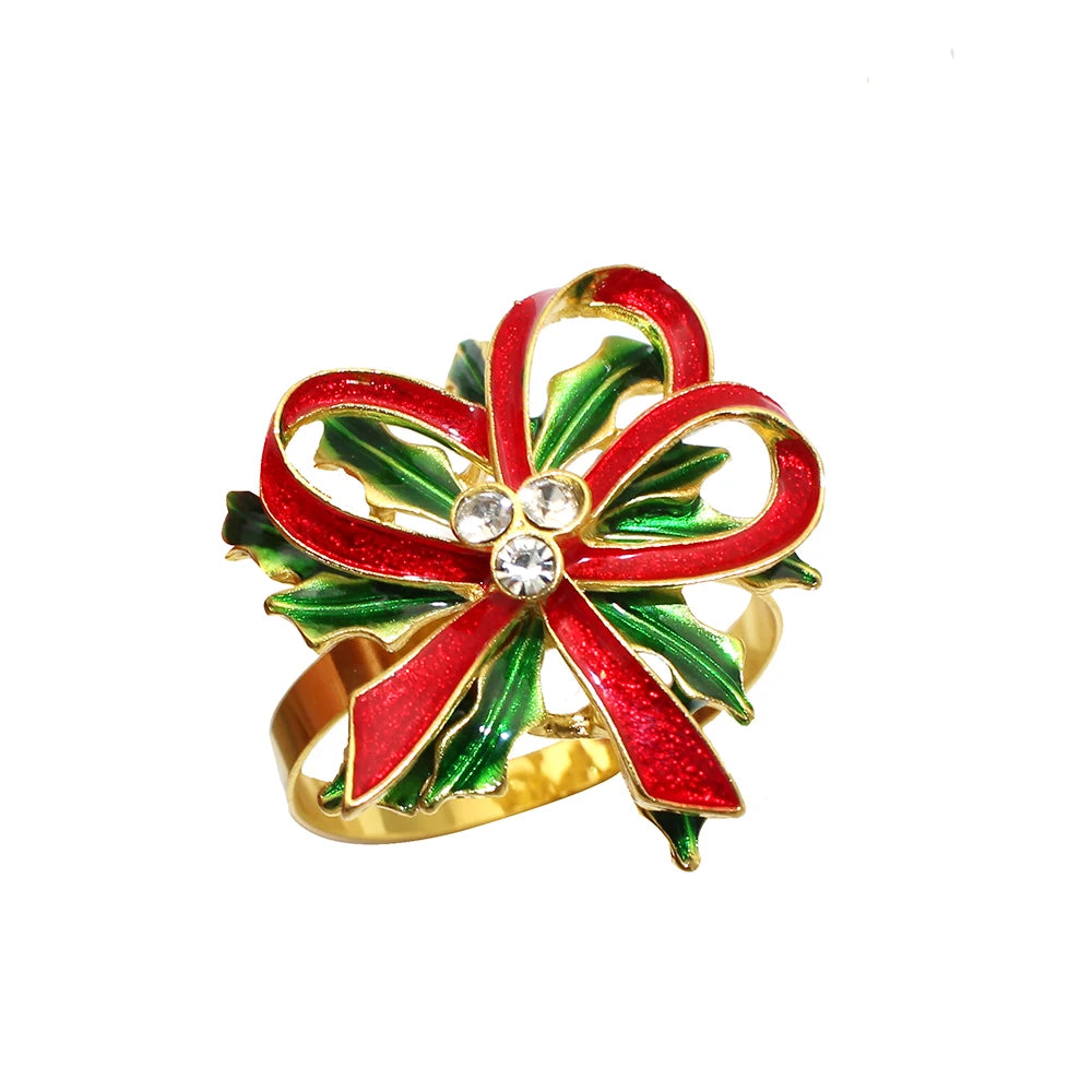 6 Pièces Anneaux de Serviette de Noël Cerf/Ronds de Serviette Porte-Serviettes Décorations de Table pour Mariage, Noël, Thanksgiving et Anniversaire