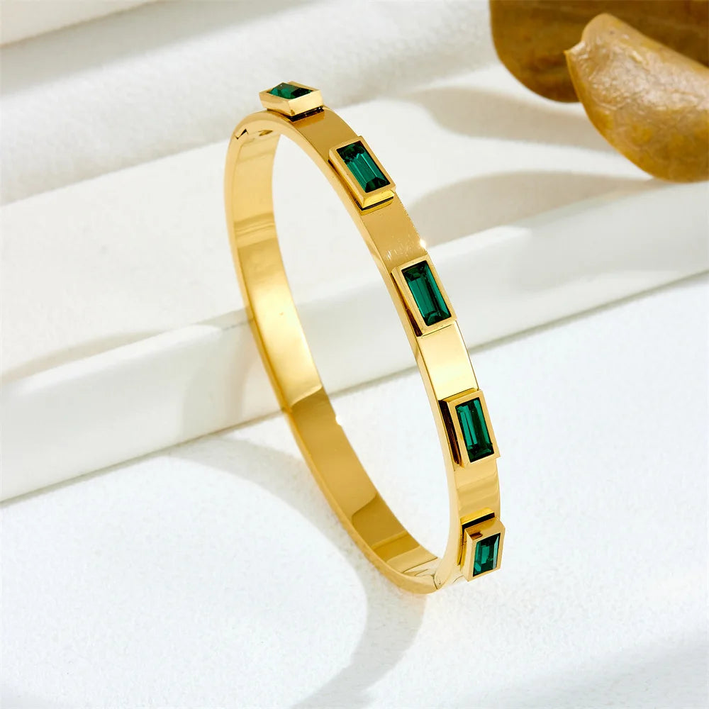 Bracelets en acier inoxydable ou titane avec motif floral pour femme