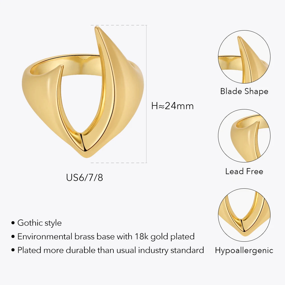 ENFASHION New In Rings For Women Bague Femme Blade Ring 2022 Goth 18K Gold Plated Punk Fashion Jewelry Graduation Party R224171