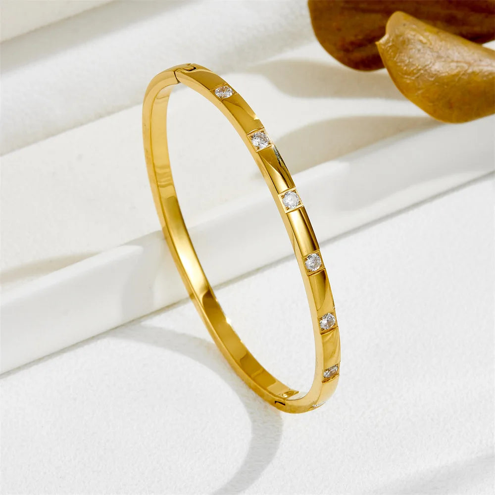 Bracelets en acier inoxydable ou titane avec motif floral pour femme