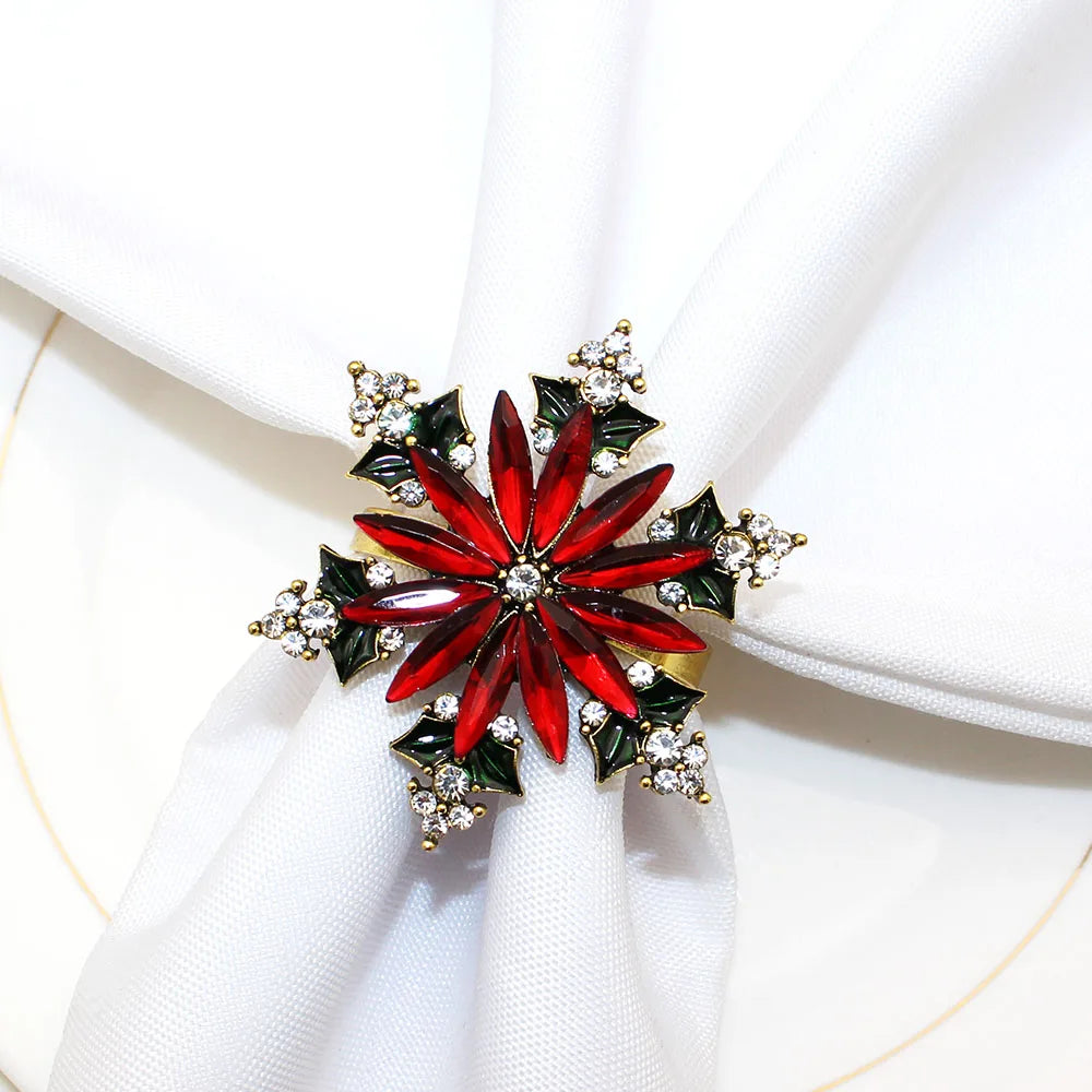 6 Pièces Anneaux de Serviette de Noël Cerf/Ronds de Serviette Porte-Serviettes Décorations de Table pour Mariage, Noël, Thanksgiving et Anniversaire