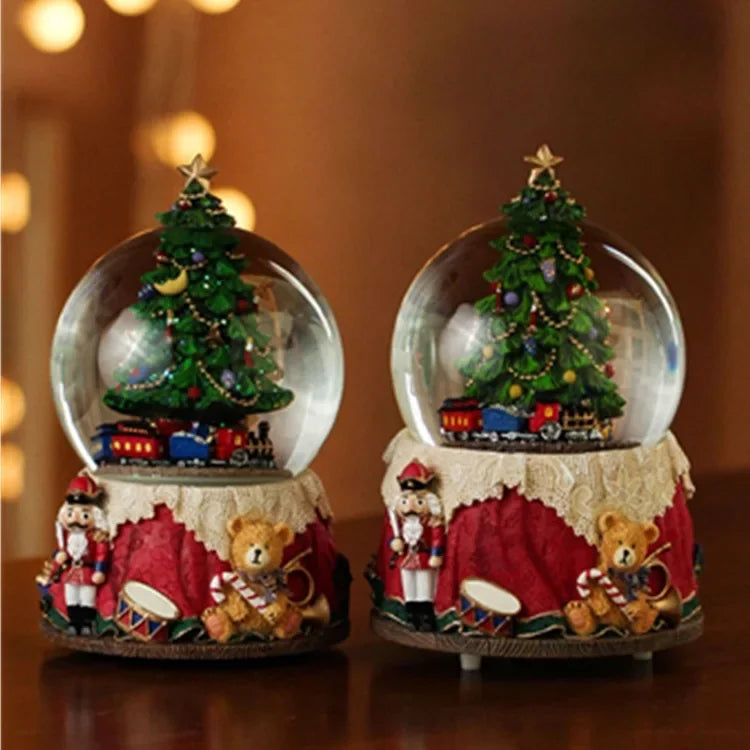 Boule de Cristal Flocon de Neige Sapin de Noël Boîte à Huit Tonalités (ou Boîte à Musique Huit Tons) Décoration de Noël Décoration Créative pour la Maison Petite Décoration Artisanat en Résine.