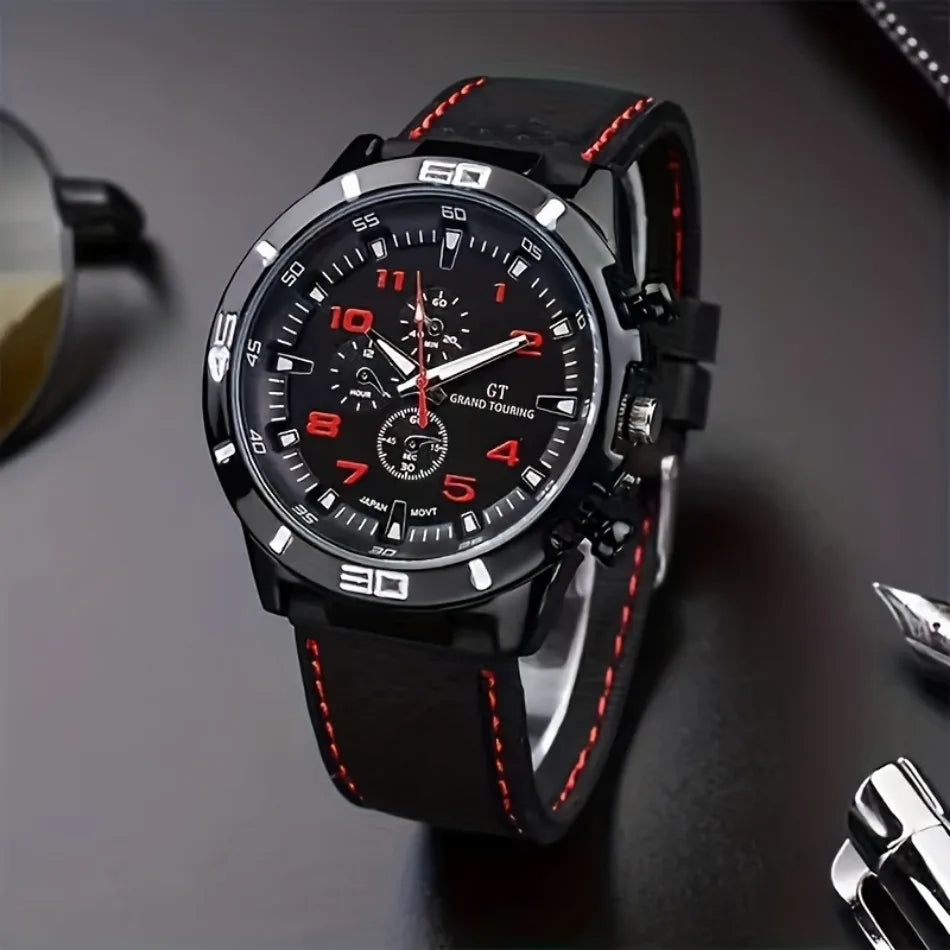 3pc/set Fashion Simple Mens Watch Analog silicone Male Watch Casual Men's Quartz Wrist Watch Ideal Choice for Thanksgiving Gifts