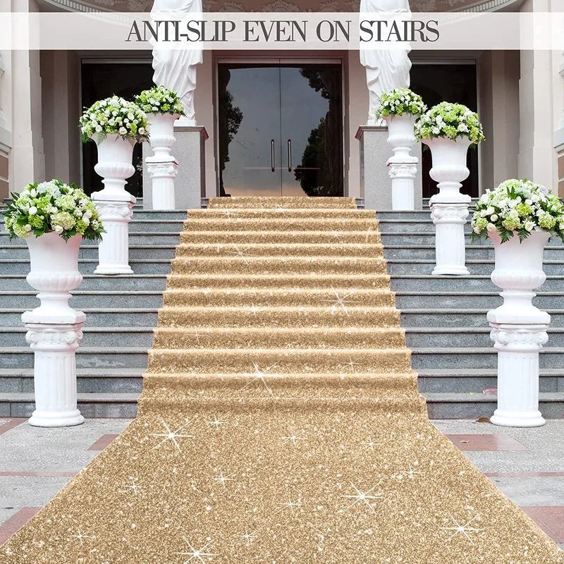 Glitter Rug for Wedding Christmas Thanksgiving Outdoor Accessories, Wedding Party Corridor Rug (Glitter Champagne Gold, 1.2mx6m