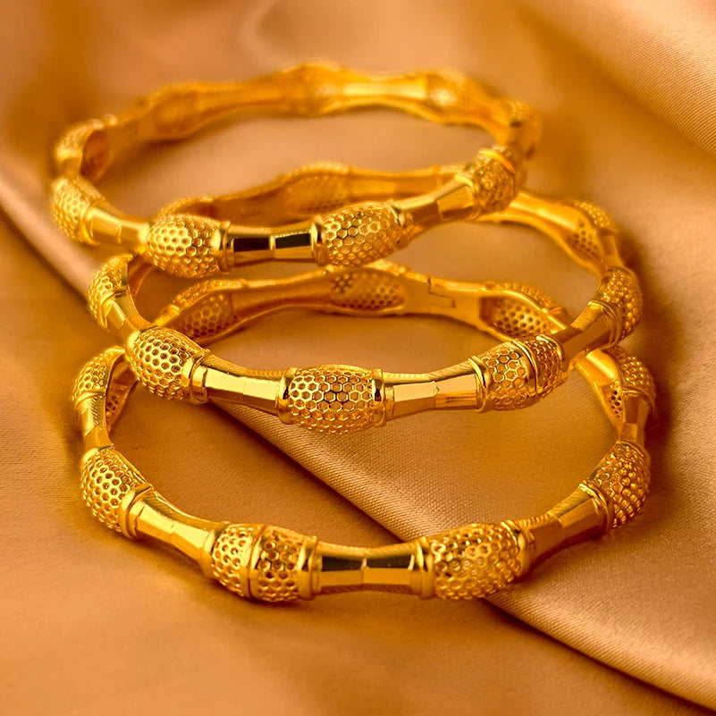 Dubai Gold Plated Bangles For Women Fashion Round Bracelet Flower Bracelet Feast Bijoux