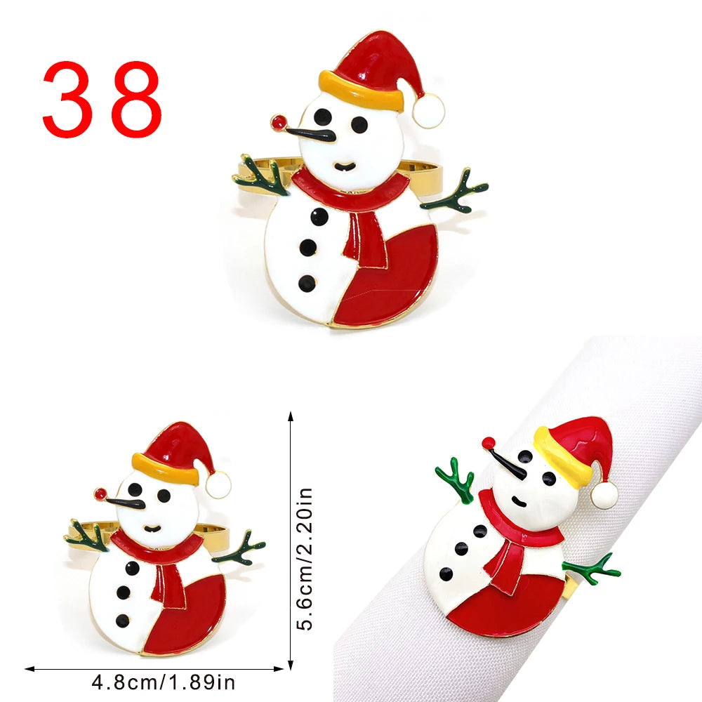 6 Pièces Anneaux de Serviette de Noël Cerf/Ronds de Serviette Porte-Serviettes Décorations de Table pour Mariage, Noël, Thanksgiving et Anniversaire