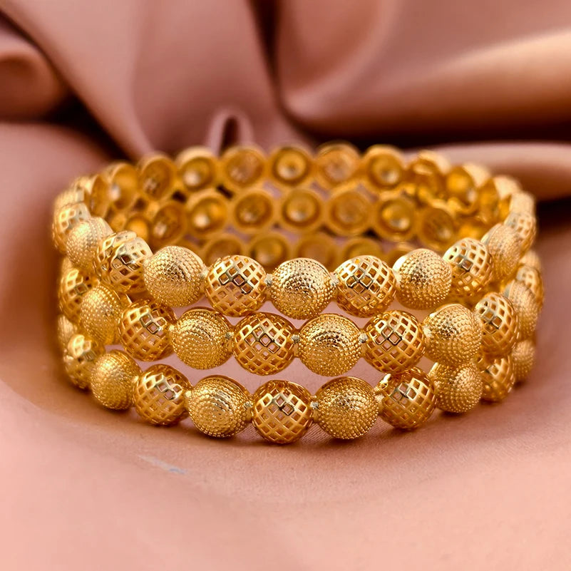 Dubai Gold Plated Bangles For Women Fashion Round Bracelet Flower Bracelet Feast Bijoux