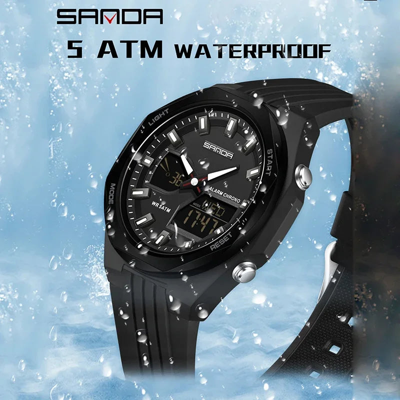 SANDA New LED Digital Watches Men Sports Luminous Multifunction Waterproof Women Wristwatch Outdoor Running Student Alarm Clock