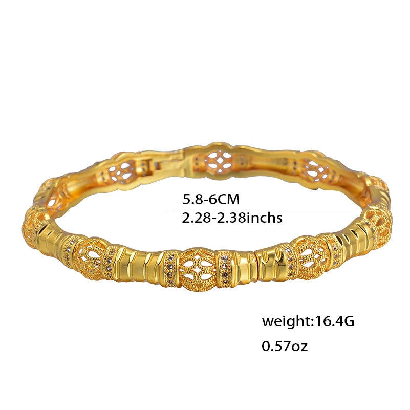 Dubai Gold Plated Bangles For Women Fashion Round Bracelet Flower Bracelet Feast Bijoux