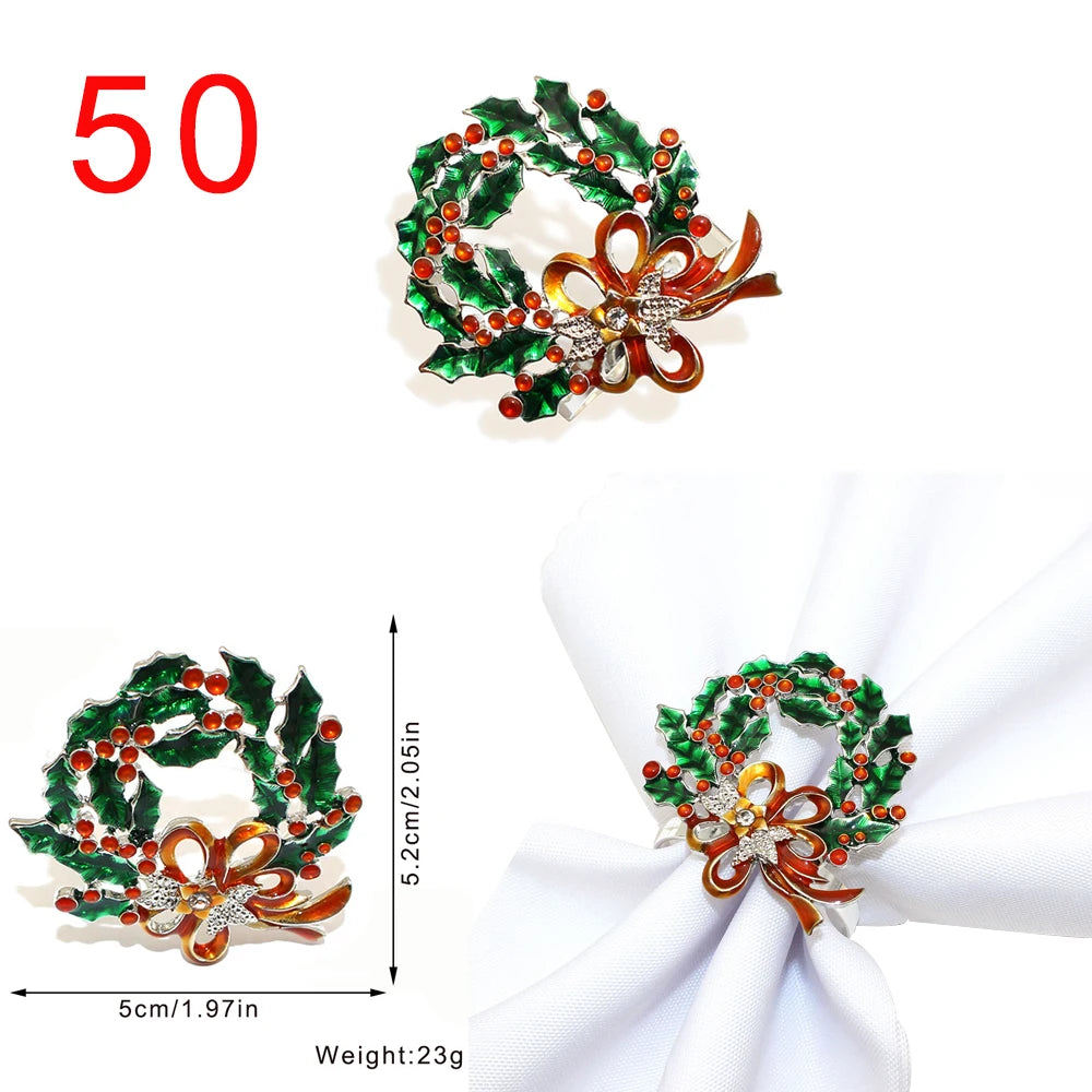 6 Pièces Anneaux de Serviette de Noël Cerf/Ronds de Serviette Porte-Serviettes Décorations de Table pour Mariage, Noël, Thanksgiving et Anniversaire