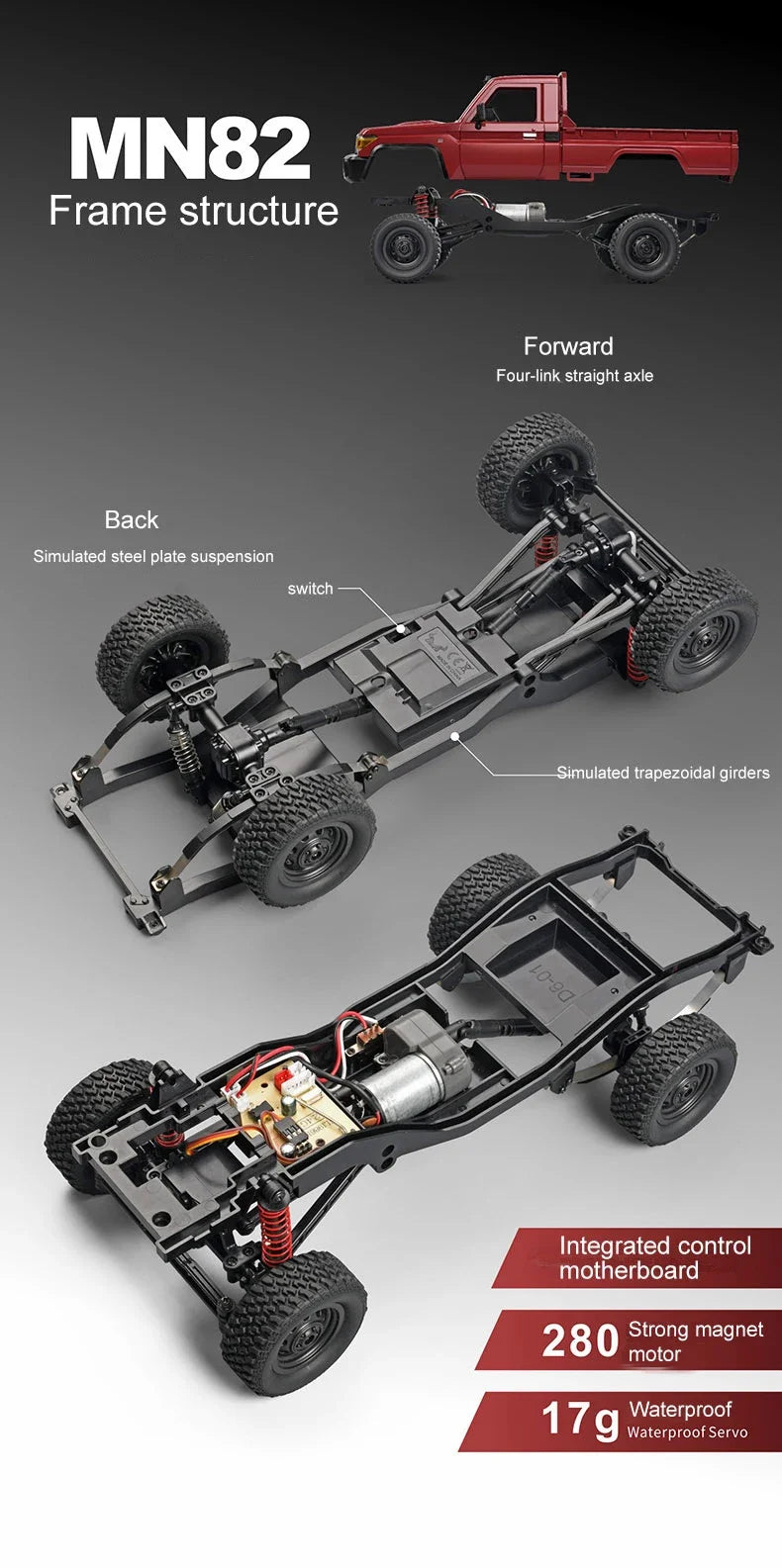 MN82 MN82S LC79 1/12 4WD Full Scale RC Pickup Short Truck 2.4G Remote Control Climbing Off-road Car Toys For Kids Festival Gifts