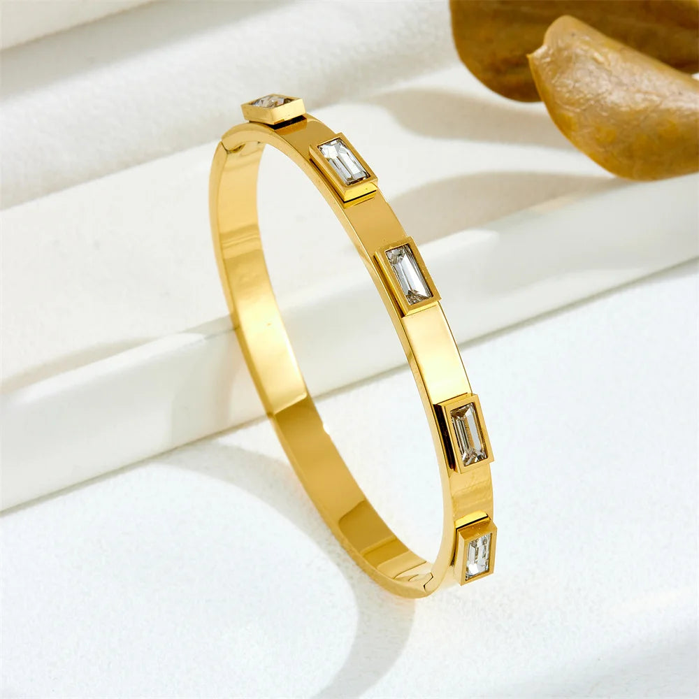 Bracelets en acier inoxydable ou titane avec motif floral pour femme