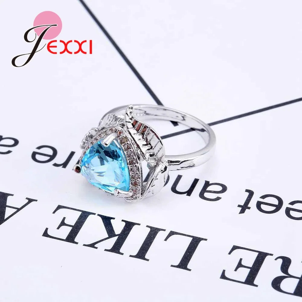 Trendy Bague Wedding Rings for Women Sky Blue Cubic Zirconia Engagement Ring Female 925 Sterling Silver Women's Ringen