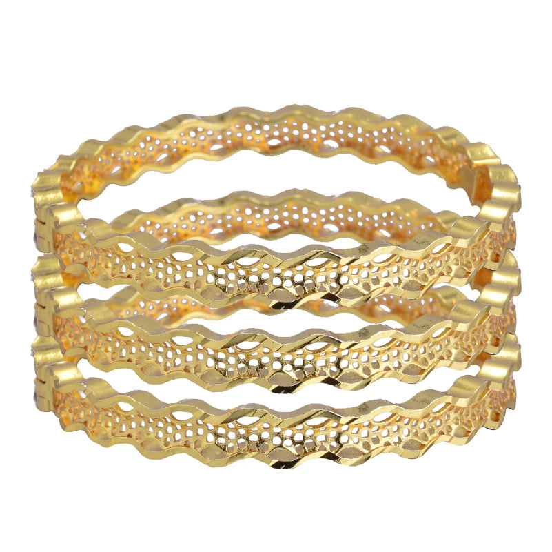 Dubai Gold Plated Bangles For Women Fashion Round Bracelet Flower Bracelet Feast Bijoux