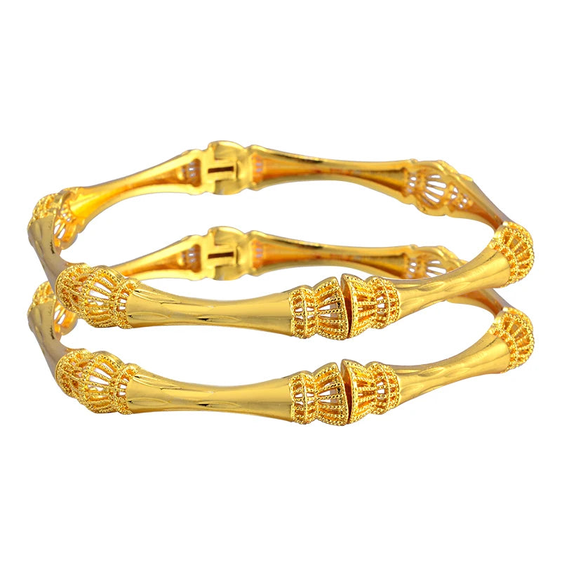 Dubai Gold Plated Bangles For Women Fashion Round Bracelet Flower Bracelet Feast Bijoux