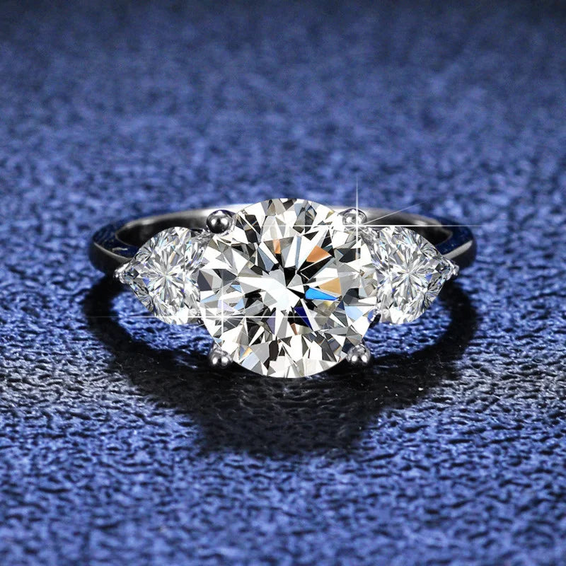 BagueRingen Luxury Round 3 Carats VVS D-COLOR Moissanite Ring For Women Sterling 925 Silver Wedding Jewelry 8H8A Engagement Gift