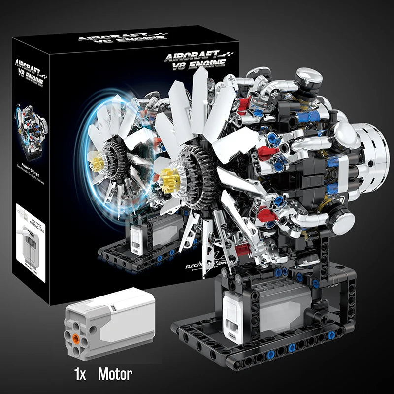 Ensemble de Construction Moteur V8 Motorisé (MOC) - Maquette de Simulation Technique en Briques. Le Cadeau de Noël Idéal pour les Garçons, Enfants et Adultes Passionnés de Technique.