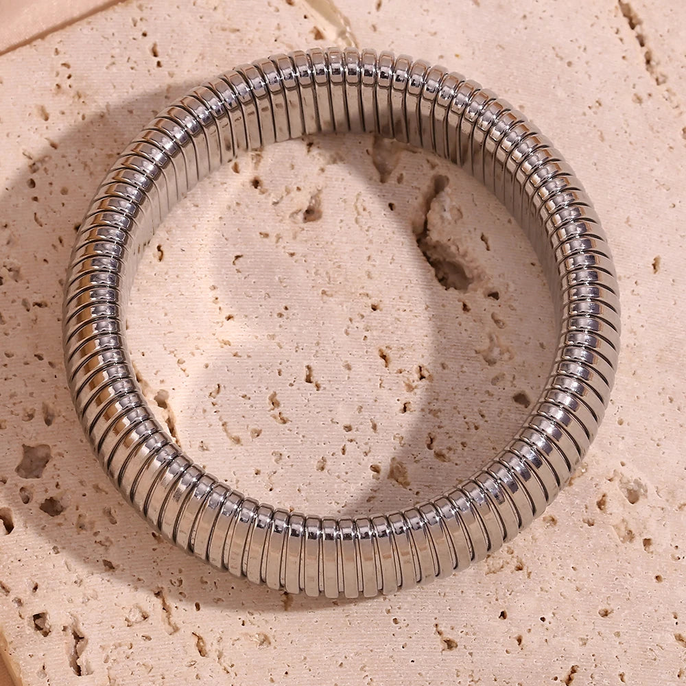 E.B.belle 20mm Chunky Wide 18K Gold Plated Silver Color Arm Wrist Bracelet Bangles Women pulseras de acero inoxidable para mujer