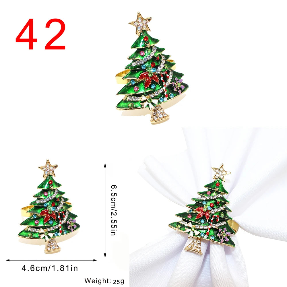 6 Pièces Anneaux de Serviette de Noël Cerf/Ronds de Serviette Porte-Serviettes Décorations de Table pour Mariage, Noël, Thanksgiving et Anniversaire