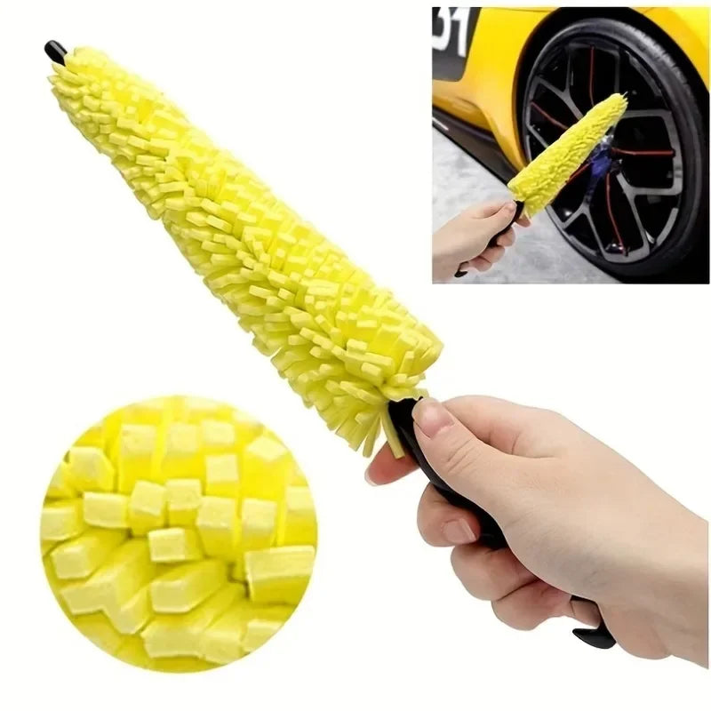 Car Wheel Brush Tire Cleaning Brush Tool Car Rim Scrubber Cleaner Duster Handle Motorcycle Truck Wheel Car Grooming Brush