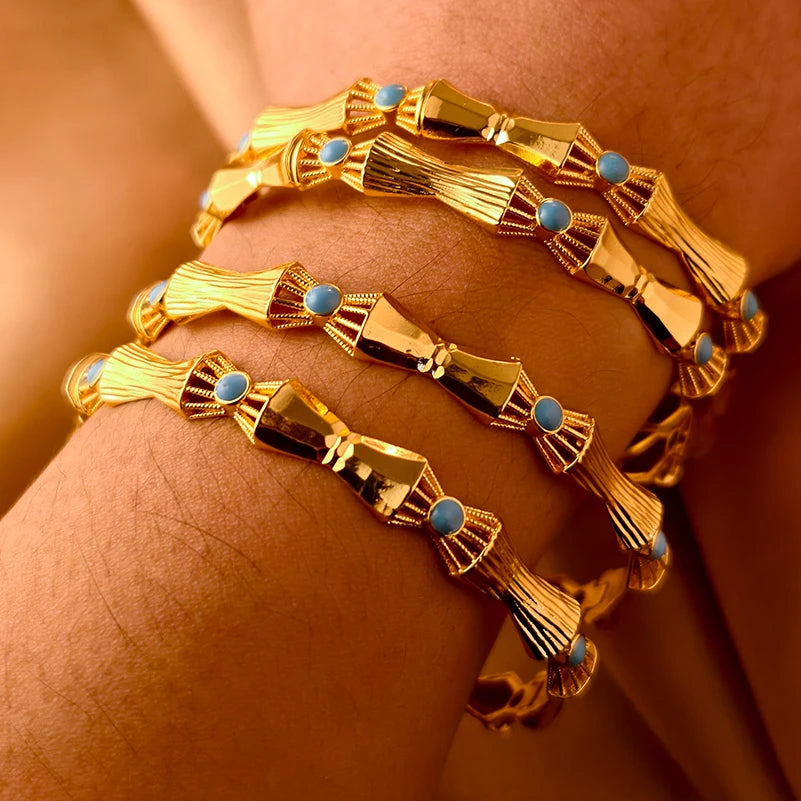 Dubai Gold Plated Bangles For Women Fashion Round Bracelet Flower Bracelet Feast Bijoux