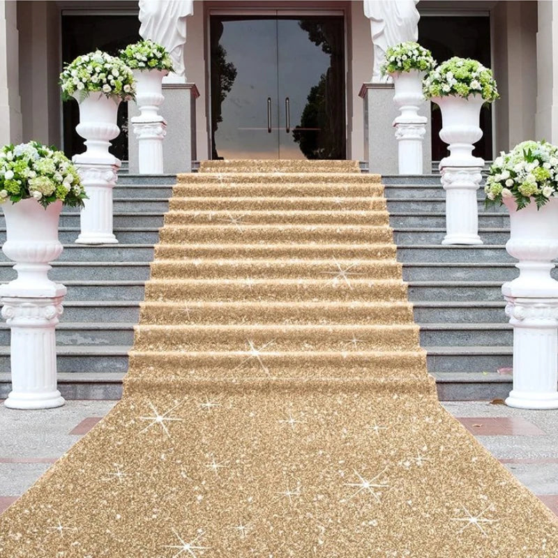 Glitter Rug for Wedding Christmas Thanksgiving Outdoor Accessories, Wedding Party Corridor Rug (Glitter Champagne Gold, 1.2mx6m