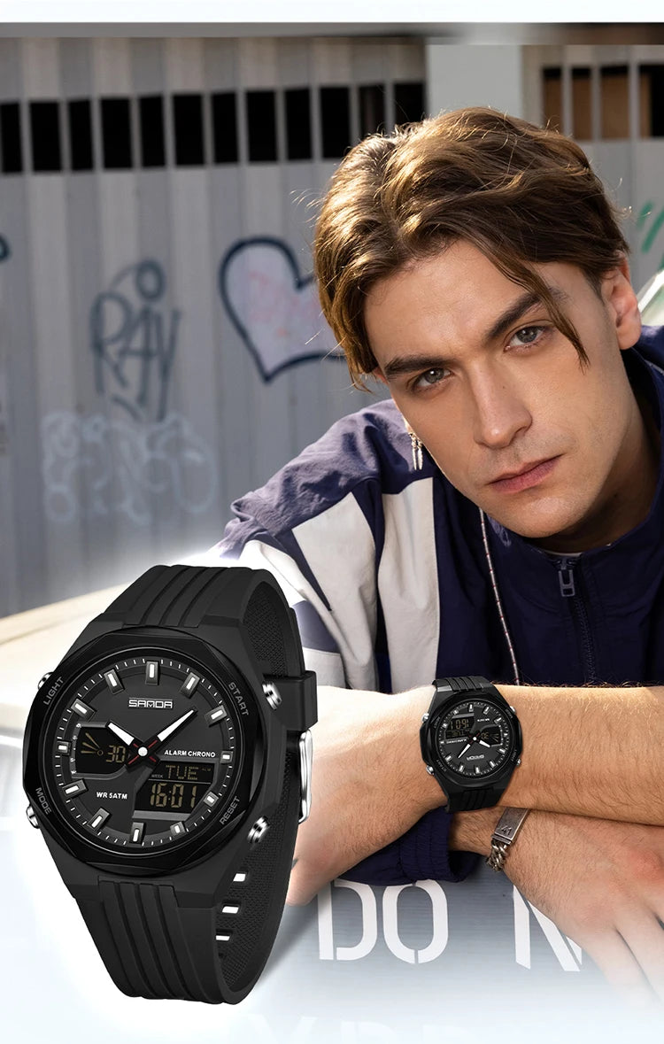 SANDA New LED Digital Watches Men Sports Luminous Multifunction Waterproof Women Wristwatch Outdoor Running Student Alarm Clock