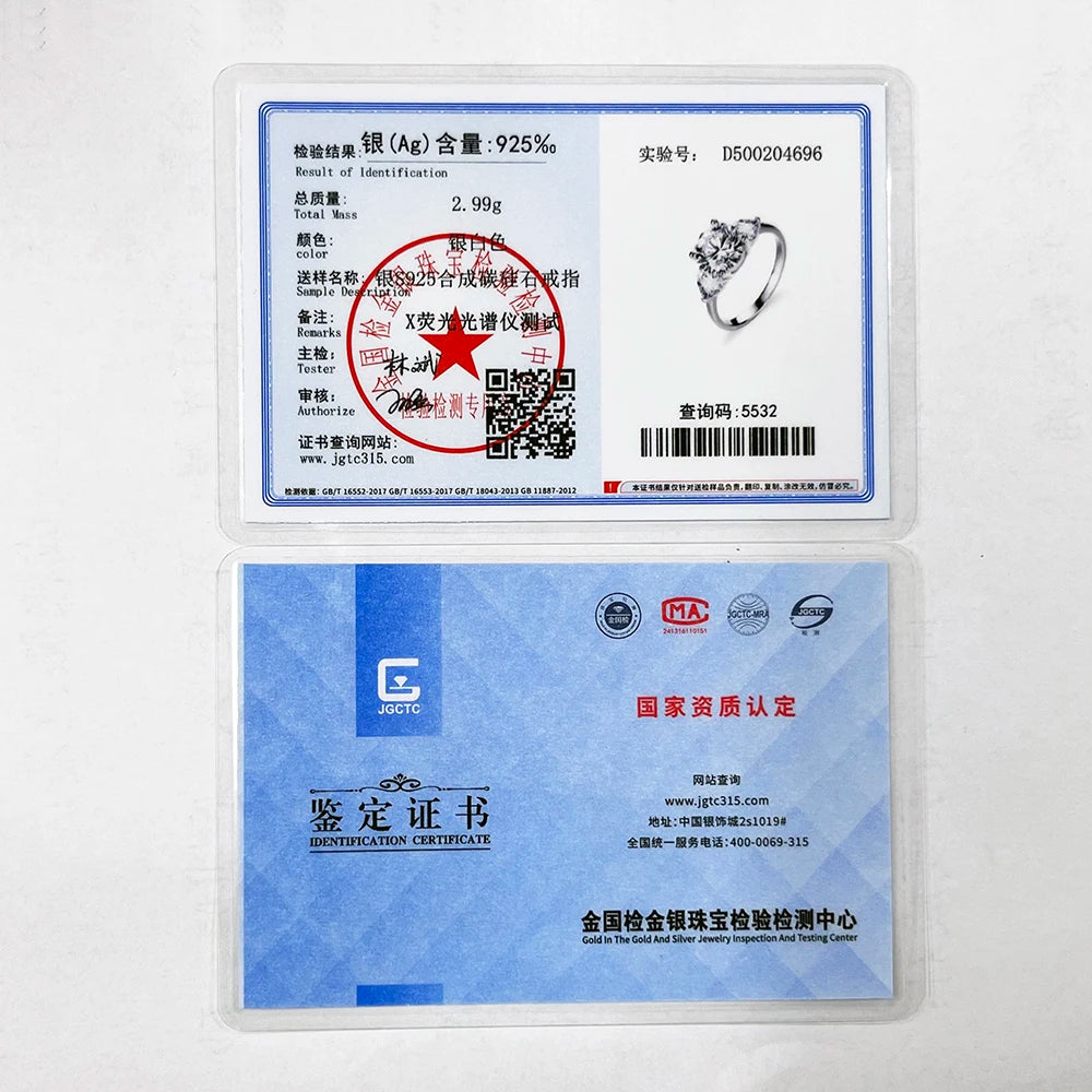 BagueRingen Luxury Round 3 Carats VVS D-COLOR Moissanite Ring For Women Sterling 925 Silver Wedding Jewelry 8H8A Engagement Gift