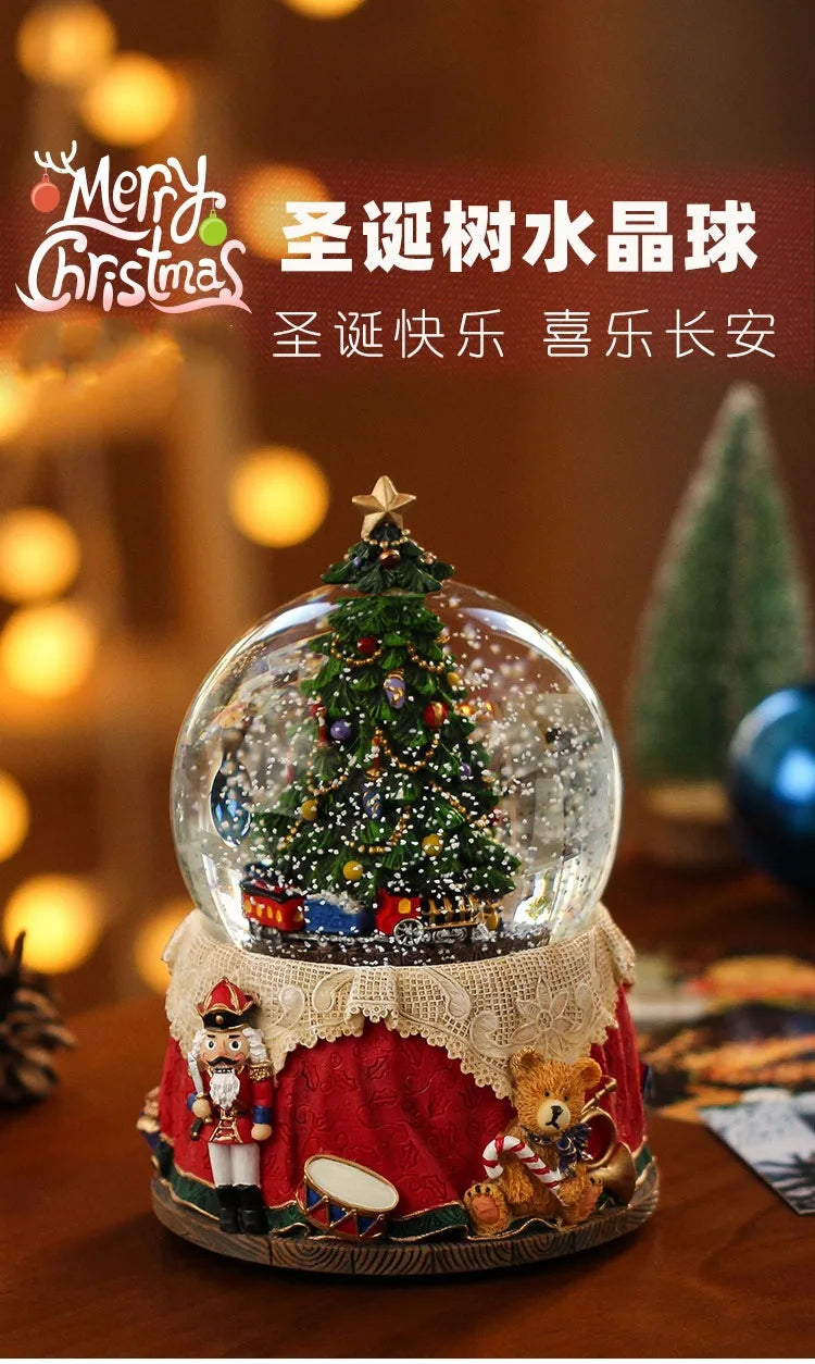Boule de Cristal Flocon de Neige Sapin de Noël Boîte à Huit Tonalités (ou Boîte à Musique Huit Tons) Décoration de Noël Décoration Créative pour la Maison Petite Décoration Artisanat en Résine.