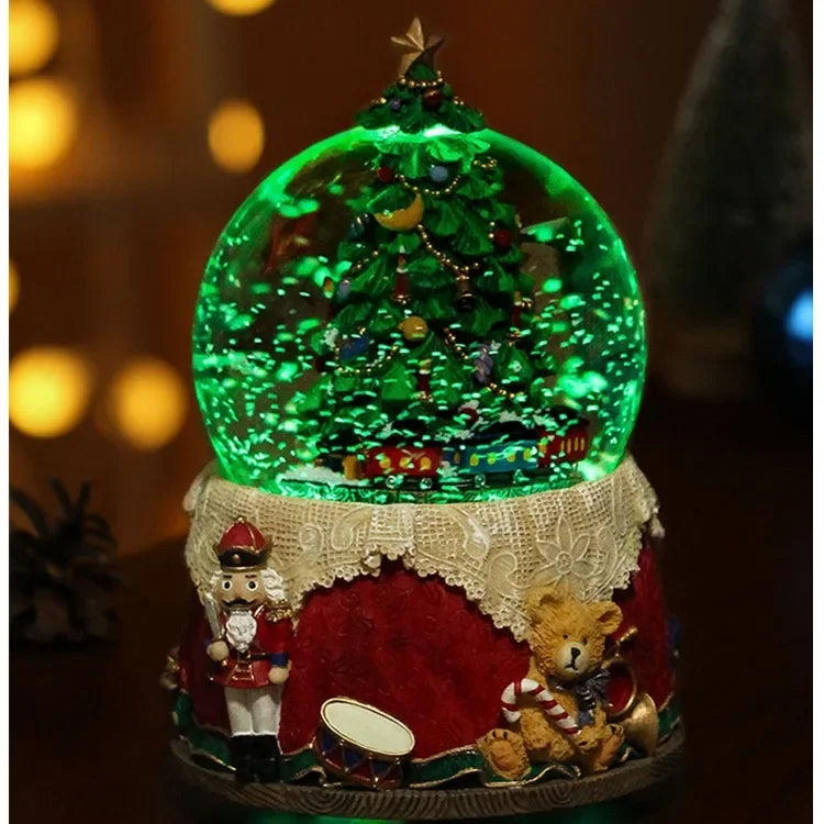 Boule de Cristal Flocon de Neige Sapin de Noël Boîte à Huit Tonalités (ou Boîte à Musique Huit Tons) Décoration de Noël Décoration Créative pour la Maison Petite Décoration Artisanat en Résine.