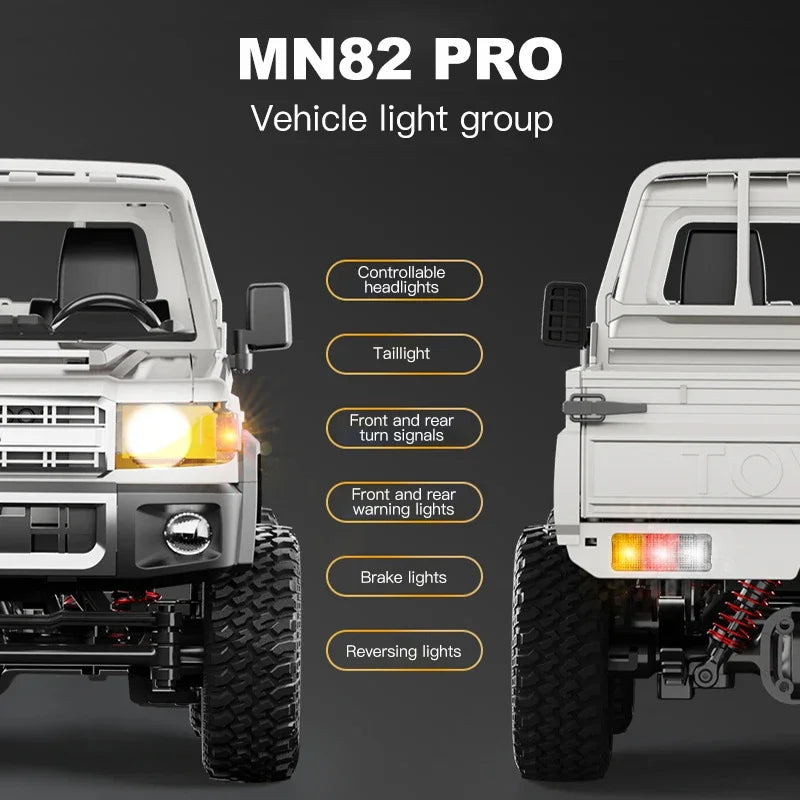 MN MODEL Full Scale RC CAR MN82 Upgraded MN82 PRO Controllable Headlights 2.4G 4WD Off-Road Car Pick Up Truck Toy for Kids Gifts